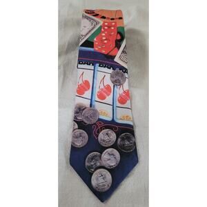 Ralph Marlin Vintage 1991 Men’s Gambling Theme Tie Poker Casino USA 58” x 3.25”